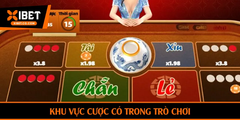 Khu vực cược có trong trò chơi